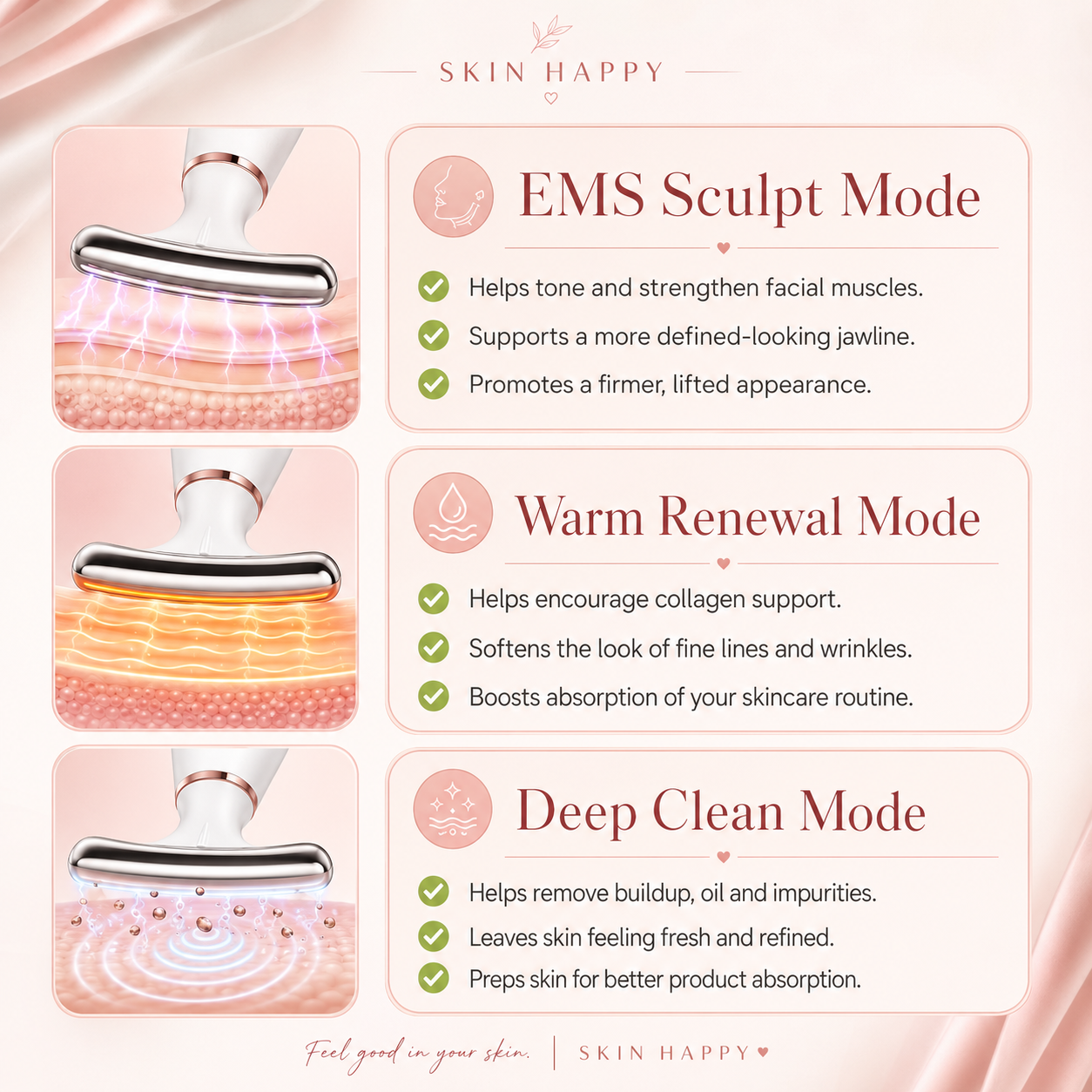 Skin Happy Visibly Firmer, Lifted-Skin in Just 5 Minutes a Day